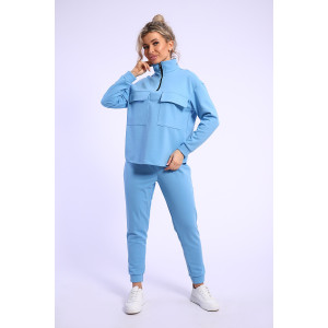 Костюм двойка женский №71114 коттонфит (р-ры: 44-52) голубой