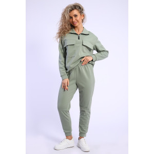 Костюм двойка женский №71114 коттонфит (р-ры: 44-52) фисташковый
