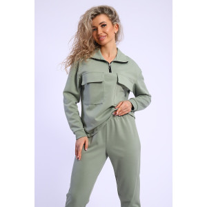Костюм двойка женский №71114 коттонфит (р-ры: 44-52) фисташковый