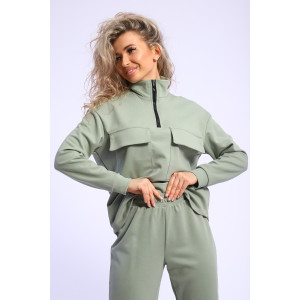 Костюм двойка женский №71114 коттонфит (р-ры: 44-52) фисташковый