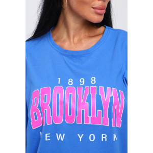 Футболка женская №803 "Brooklyn" кулирка (последний размер) голубой 60-62