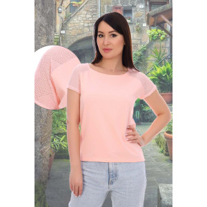 Футболка женская "Коктейль" ажурный трикотаж+кулирка с лайкрой пенье (последний размер) розовый 54,60 Футболка женская "Коктейль" ажурный трикотаж+кулирка с лайкрой пенье (последний размер) розовый 54,60