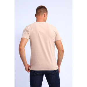 Футболка мужская №019 кулирка с лайкрой пенье (р-ры: XL-4XL) бежевый
