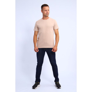Футболка мужская №019 кулирка с лайкрой пенье (р-ры: XL-4XL) бежевый
