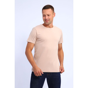 Футболка мужская №019 кулирка с лайкрой пенье (р-ры: XL-4XL) бежевый