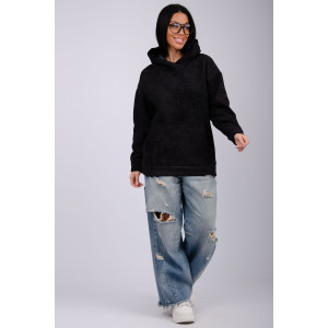 Худи женское "Сальма 2" футер 3-х нитка с начесом (р-ры: 42-60) черный