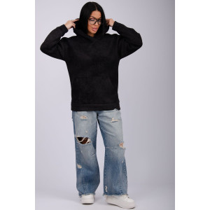 Худи женское "Сальма 2" футер 3-х нитка с начесом (р-ры: 42-60) черный