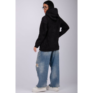 Худи женское "Сальма 2" футер 3-х нитка с начесом (р-ры: 42-60) черный
