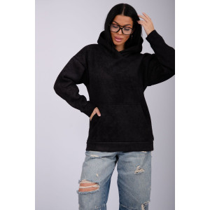 Худи женское "Сальма 2" футер 3-х нитка с начесом (р-ры: 42-60) черный