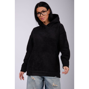Худи женское "Сальма 2" футер 3-х нитка с начесом (р-ры: 42-60) черный