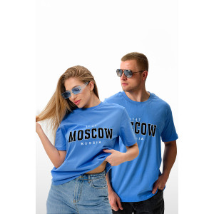 Футболка унисекс №8503 кулирка (последний размер) голубой Москва 64