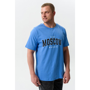 Футболка унисекс №8503 кулирка (последний размер) голубой Москва 64