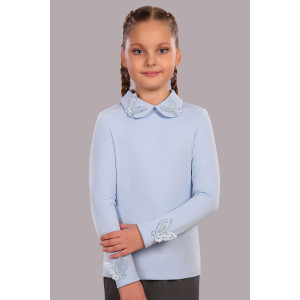 Блузка школьная №13173 "Камилла" кулирка (последний размер) светло-голубой 128,134,140