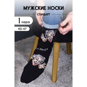 Носки мужские "Гений" - 1 пара чёрные (последний размер) 40-47
