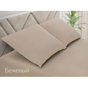 Простыня классическая поплин однотонный бежевый
