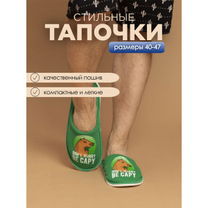 Тапки мужские С-6ММ(пч)-МР кулирка (последний размер) капибара зеленый 46-47