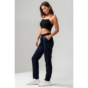 Брюки женские №67169О футер с лайкрой 2-х нитка (р-ры: 42-64) темно-синий