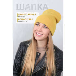 Шапка женская №GL658 акрил (последний размер) горчица