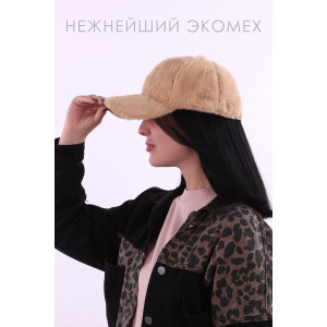 Бейсболка женская №GL1615 эко-мех (последний размер) бежевый 54-60