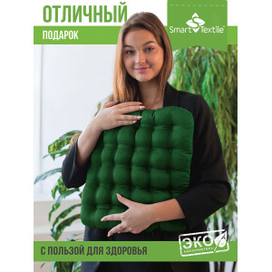 Сидушка-подушка для мебели с гречневой лузгой смесовая ткань "Уют" зеленый