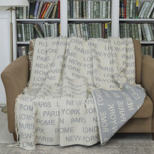 Плед "Vladi" хлопок-жаккард "City" бело-серый Плед "Vladi" хлопок-жаккард "City" бело-серый