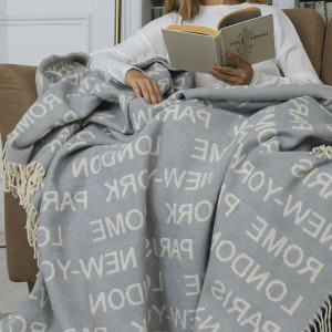 Плед "Vladi" хлопок-жаккард "City" бело-серый Плед "Vladi" хлопок-жаккард "City" бело-серый