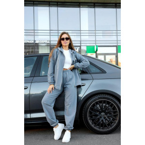 Костюм двойка женский "Бетти С" футер 2-х нитка (последний размер) серый 46,48,54,56