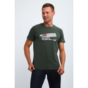 Футболка мужская №058 кулирка пенье (р-ры: M-6XL) хаки