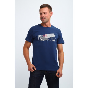 Футболка мужская №058 кулирка пенье (р-ры: M-6XL) индиго
