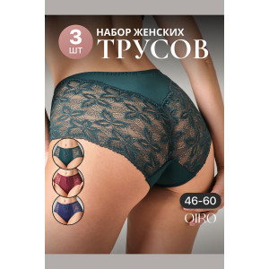 Трусы женские 0209 OIRO нейлон (р-ры: 46-60) зеленый, синий, бордо - упаковка 3 шт. 