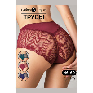 Трусы женские 0208 OIRO нейлон (р-ры: 46-60) зеленый, синий, бордо - упаковка 3 шт. 