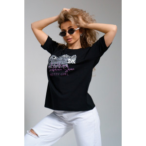 Футболка женская 940/1 кулирка с лайкрой пенье (последний размер) черный 56,58