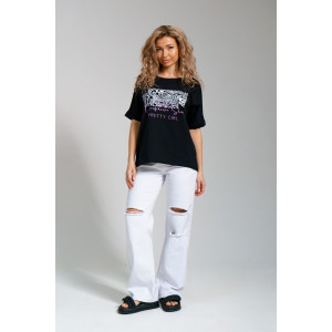 Футболка женская 940/1 кулирка с лайкрой пенье (последний размер) черный 56,58