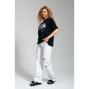 Футболка женская 940/1 кулирка с лайкрой пенье (последний размер) черный 56,58