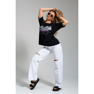 Футболка женская 940/1 кулирка с лайкрой пенье (последний размер) черный 56,58