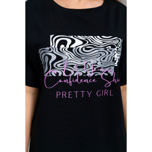 Футболка женская 940/1 кулирка с лайкрой пенье (последний размер) черный 56,58