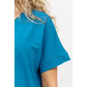 Футболка женская 951 кулирка с лайкрой пенье (последний размер) морская волна 50