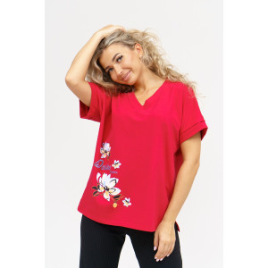 Футболка женская 951 кулирка с лайкрой пенье (последний размер) бордо 50,52