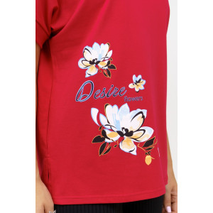 Футболка женская 951 кулирка с лайкрой пенье (последний размер) бордо 50,52