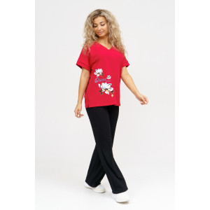 Футболка женская 951 кулирка с лайкрой пенье (последний размер) бордо 50,52