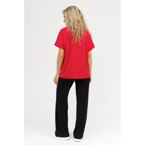 Футболка женская 951 кулирка с лайкрой пенье (последний размер) бордо 50,52