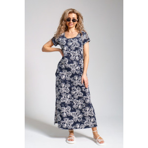 Платье женское 643 кулирка (последний размер) цветы т.синий 50 Платье женское 643 кулирка (последний размер) цветы т.синий 50