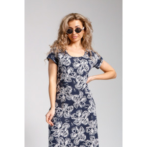 Платье женское 643 кулирка (последний размер) цветы т.синий 50 Платье женское 643 кулирка (последний размер) цветы т.синий 50