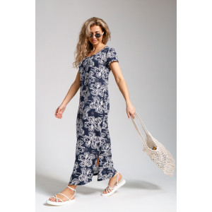 Платье женское 643 кулирка (последний размер) цветы т.синий 50 Платье женское 643 кулирка (последний размер) цветы т.синий 50