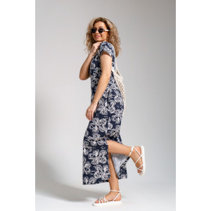 Платье женское 643 кулирка (последний размер) цветы т.синий 50 Платье женское 643 кулирка (последний размер) цветы т.синий 50