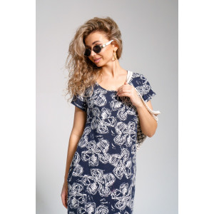 Платье женское 643 кулирка (последний размер) цветы т.синий 50 Платье женское 643 кулирка (последний размер) цветы т.синий 50