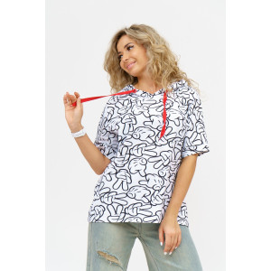 Футболка женская 940 кулирка с лайкрой пенье (последний размер) белый микки 52