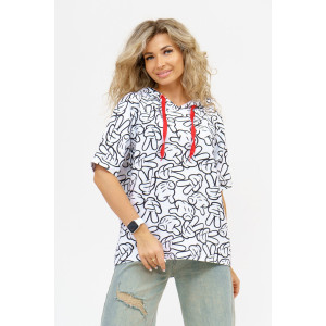 Футболка женская 940 кулирка с лайкрой пенье (последний размер) белый микки 52