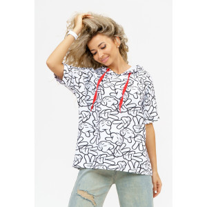 Футболка женская 940 кулирка с лайкрой пенье (последний размер) белый микки 52