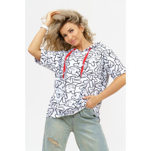 Футболка женская 940 кулирка с лайкрой пенье (последний размер) белый микки 52